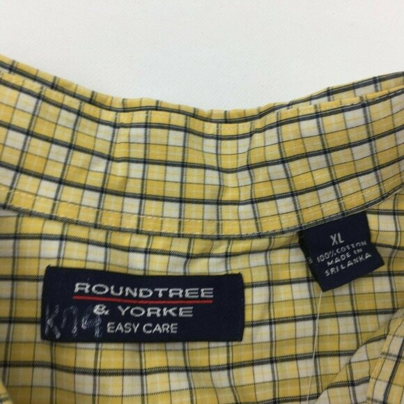 Roundtree & Yorke Mens Plaid Yellow Short Sleeved Shirt Size XL - Picture 6 of 7